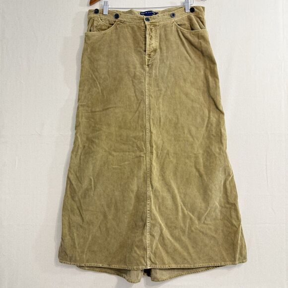RALPH LAUREN Corduroy Long Skirt Women Size 12 Beige 100% Cotton - Picture 1 of 7